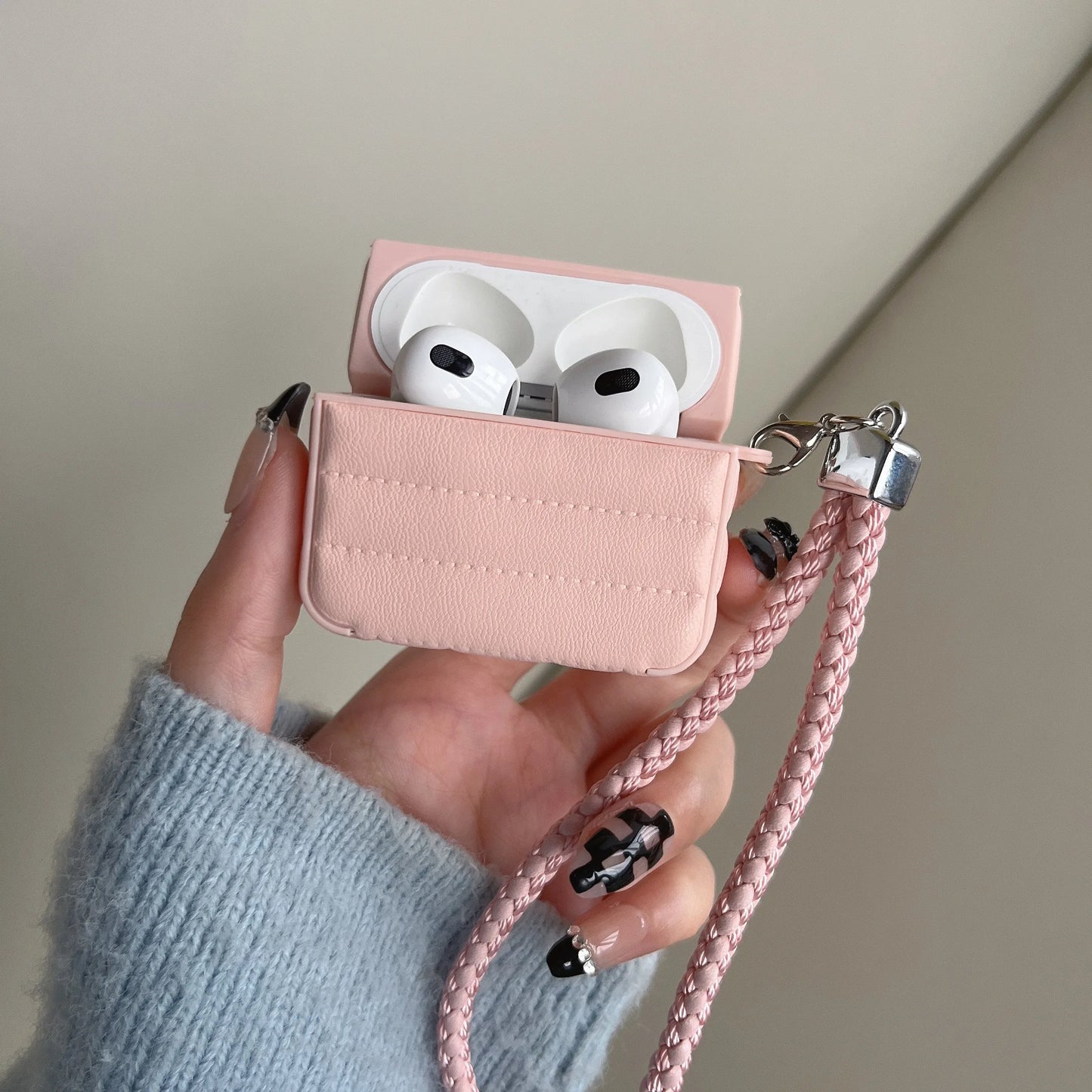 Leather For AirPods Case Fashion Striped Style