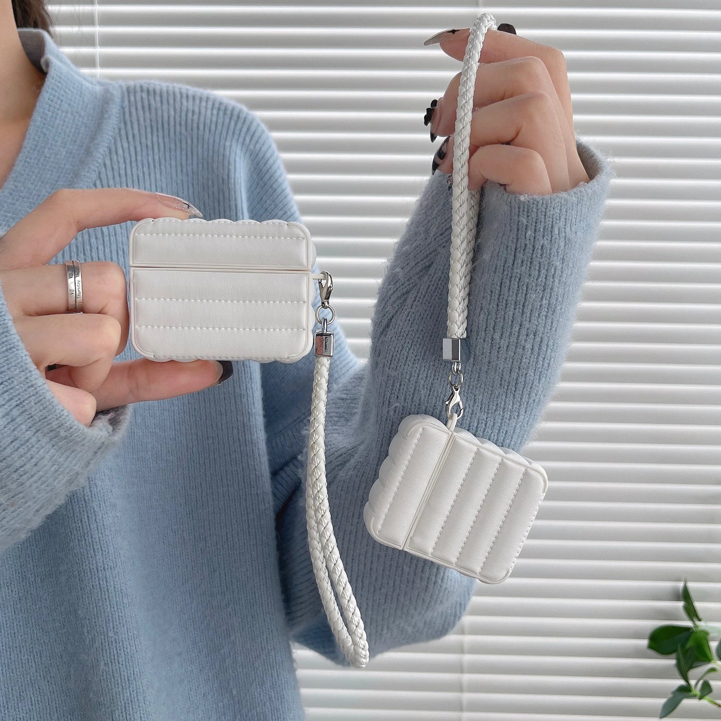 Leather For AirPods Case Fashion Striped Style