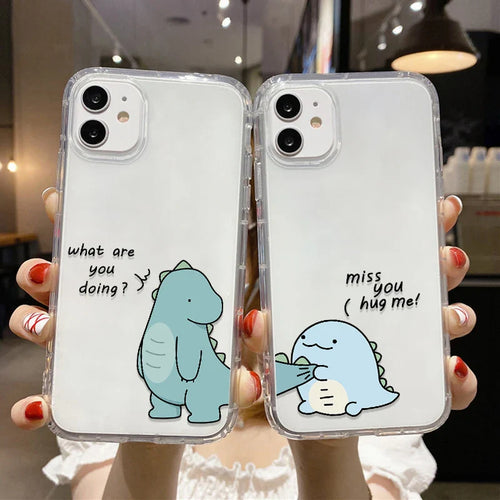 Cute Animal Dinosaur Couple Phone Case For iPhone