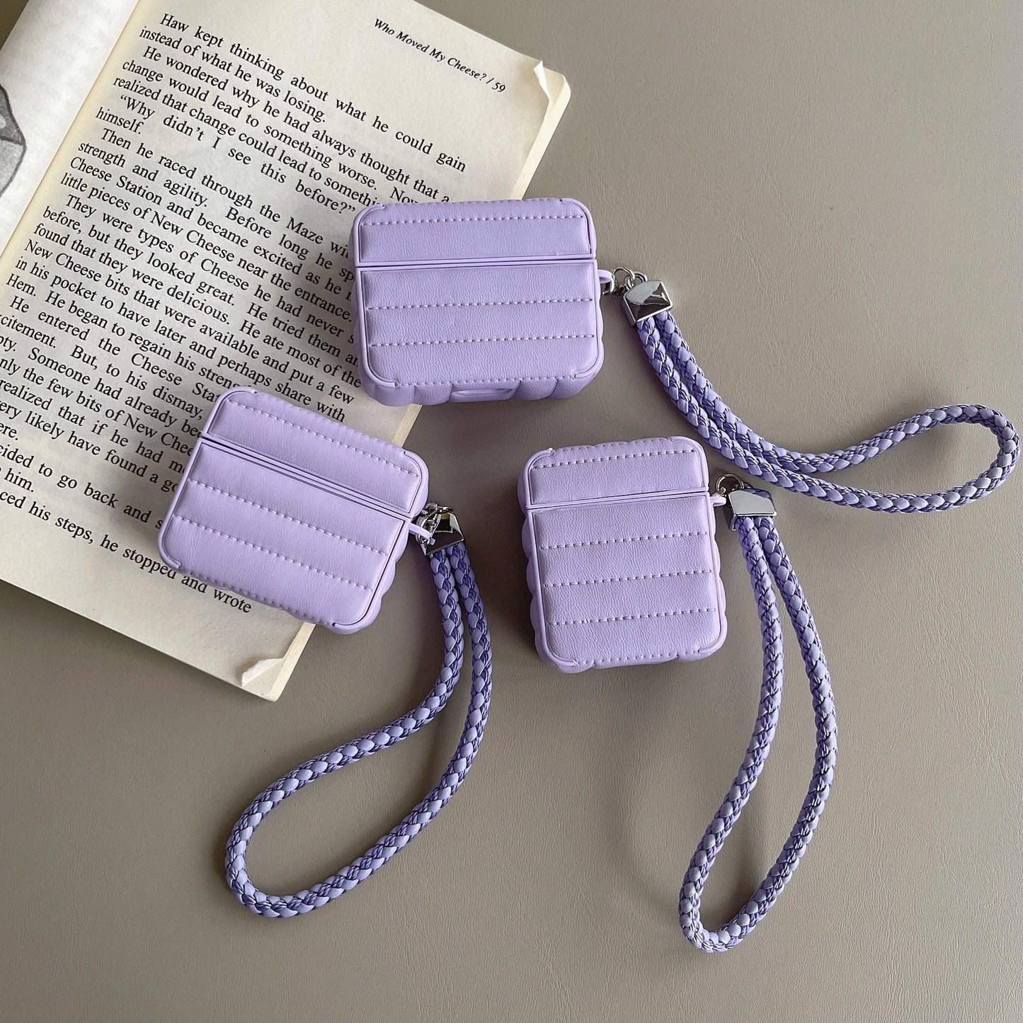 Leather For AirPods Case Fashion Striped Style