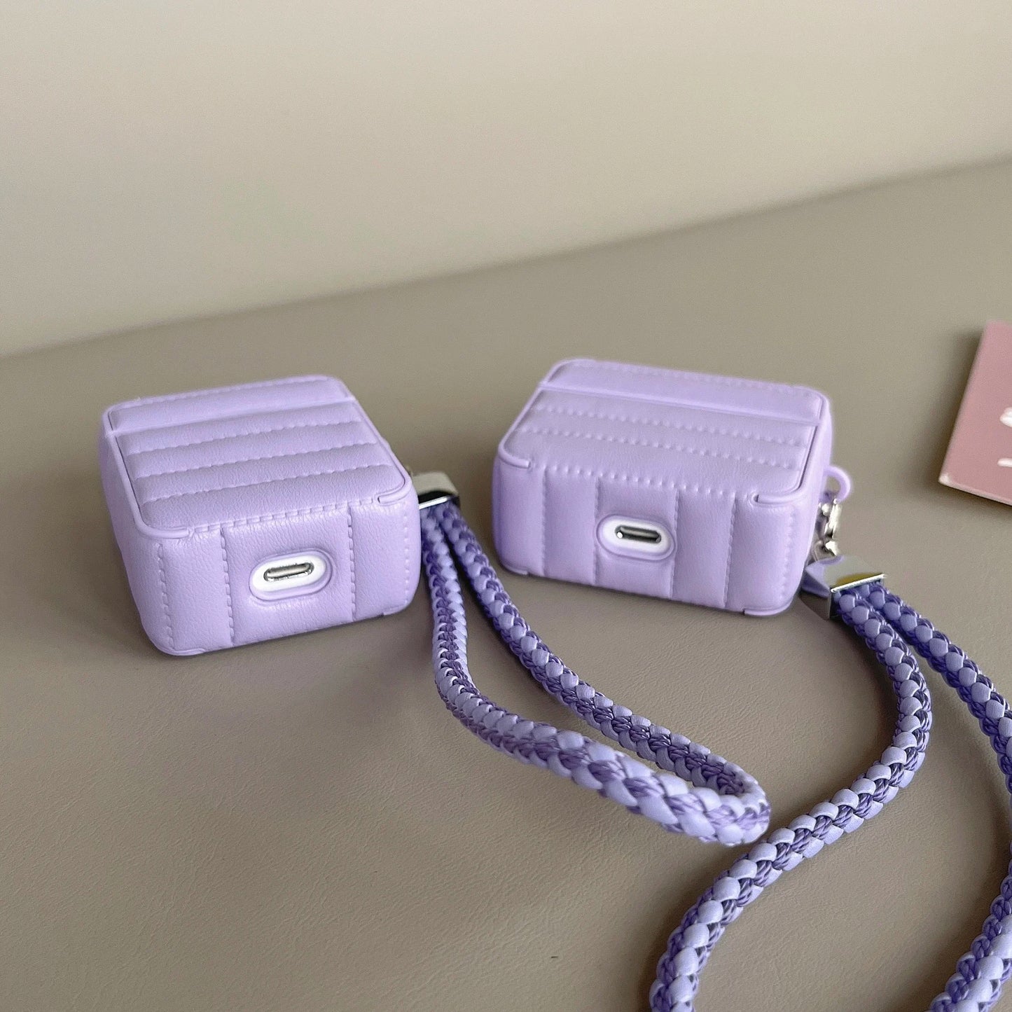Leather For AirPods Case Fashion Striped Style