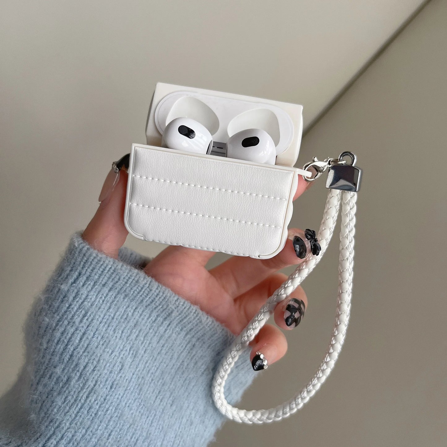 Leather For AirPods Case Fashion Striped Style