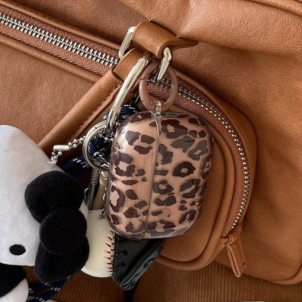 Fashion Luxury Leopard Black Love Heart Pendant For Airpods