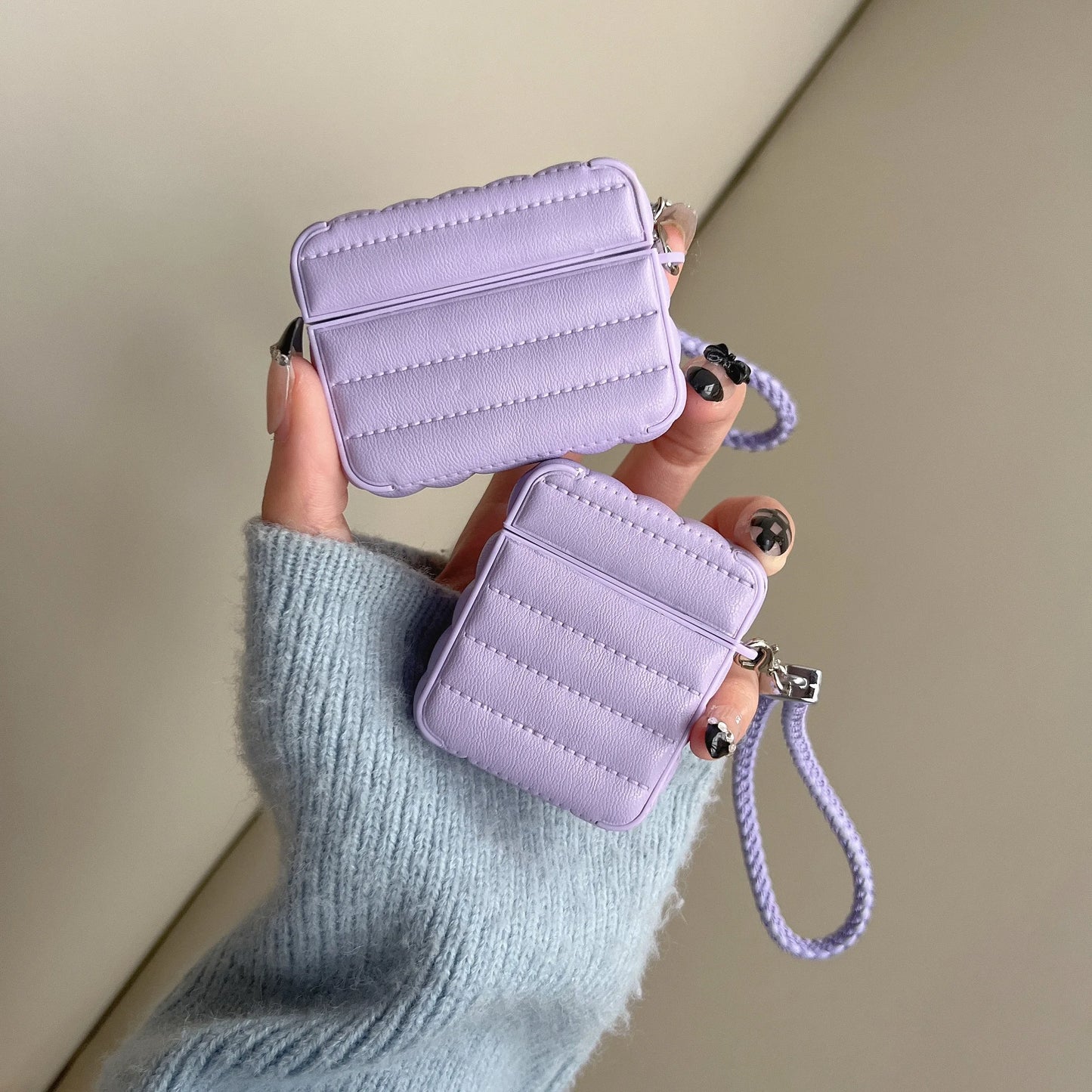 Leather For AirPods Case Fashion Striped Style