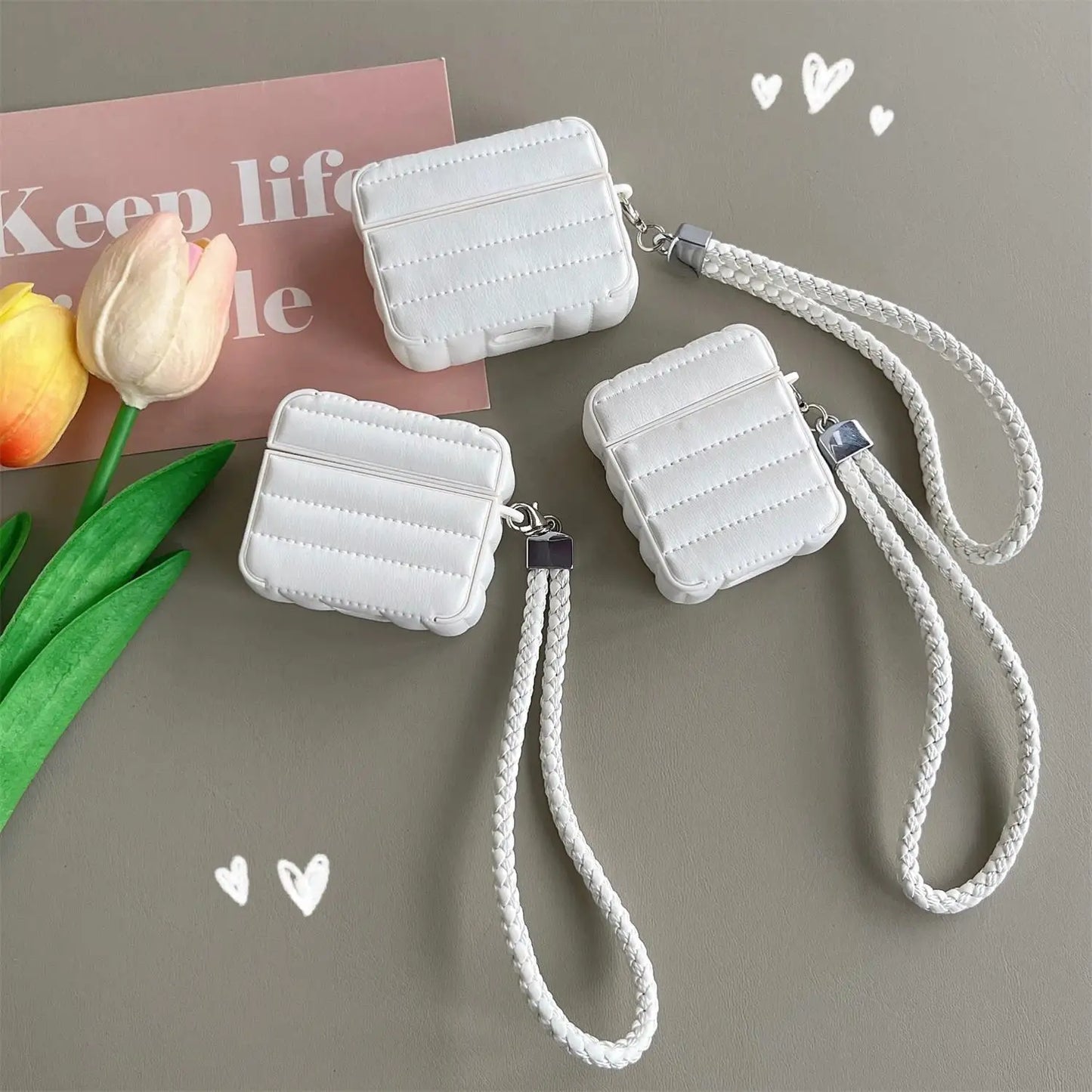Leather For AirPods Case Fashion Striped Style