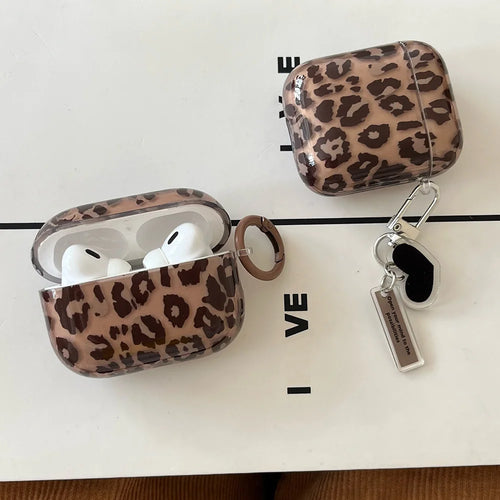 Fashion Luxury Leopard Black Love Heart Pendant For Airpods