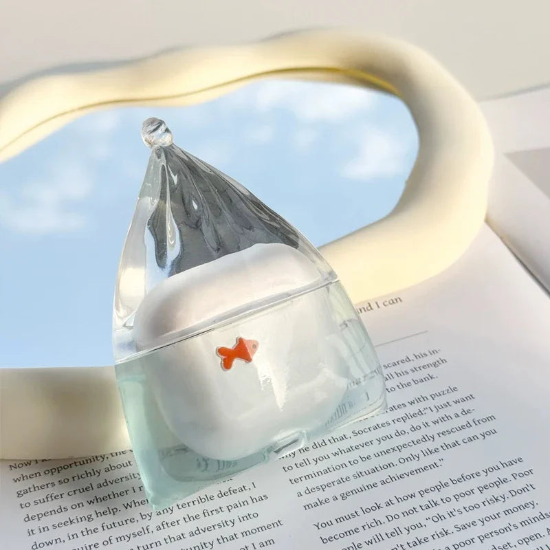 Transparent Liquid Silicone Cute Fish Case for Airpods
