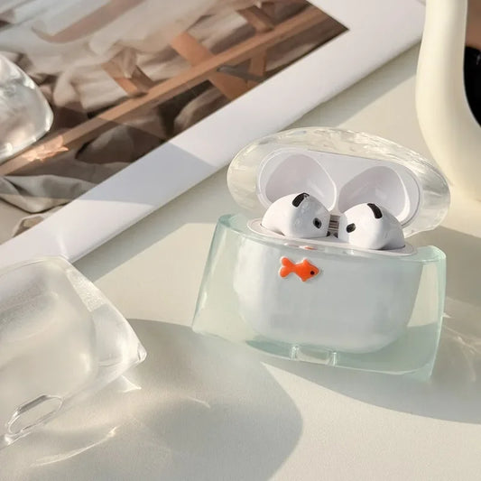 Transparent Liquid Silicone Cute Fish Case for Airpods