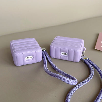 Leather For AirPods Case Fashion Striped Style