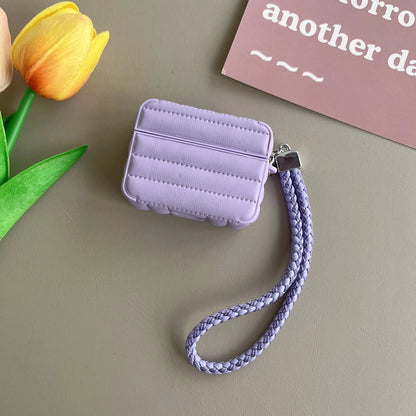 Leather For AirPods Case Fashion Striped Style