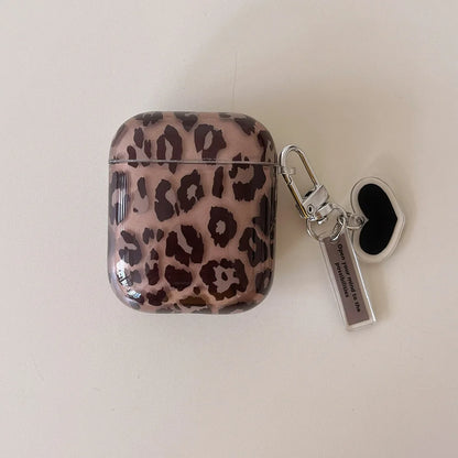 Fashion Luxury Leopard Black Love Heart Pendant For Airpods