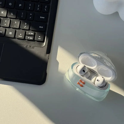 Transparent Liquid Silicone Cute Fish Case for Airpods