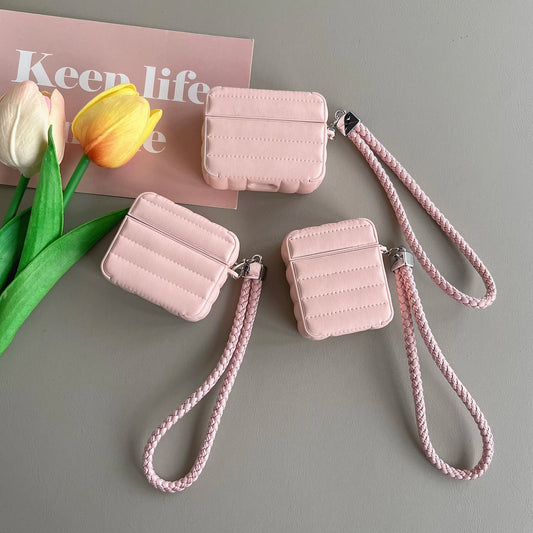Leather For AirPods Case Fashion Striped Style