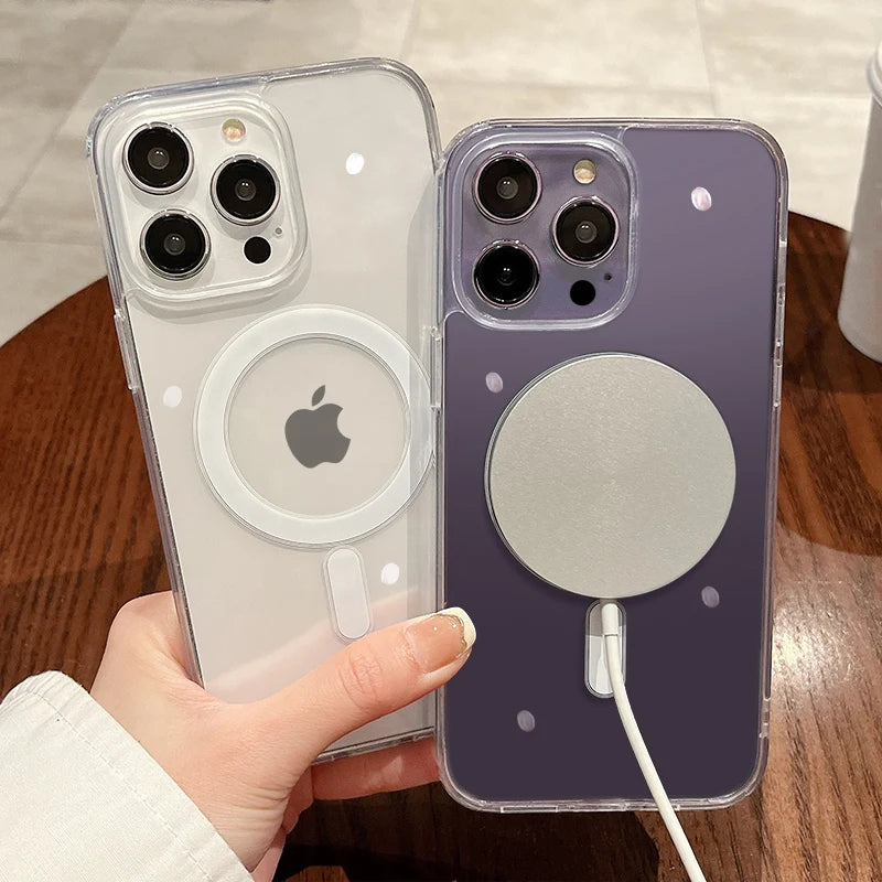 Magesafe Magnetic Transparent Wireless Charge Case For iPhone