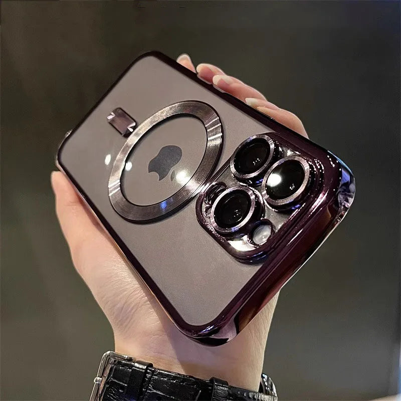 Luxury Magnetic Plating Clear Case For Magsafe Wireless Charging iPhone