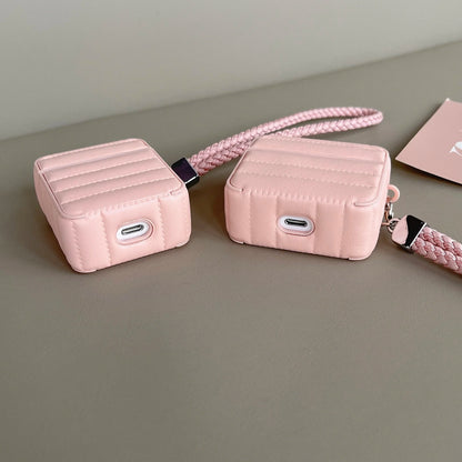 Leather For AirPods Case Fashion Striped Style