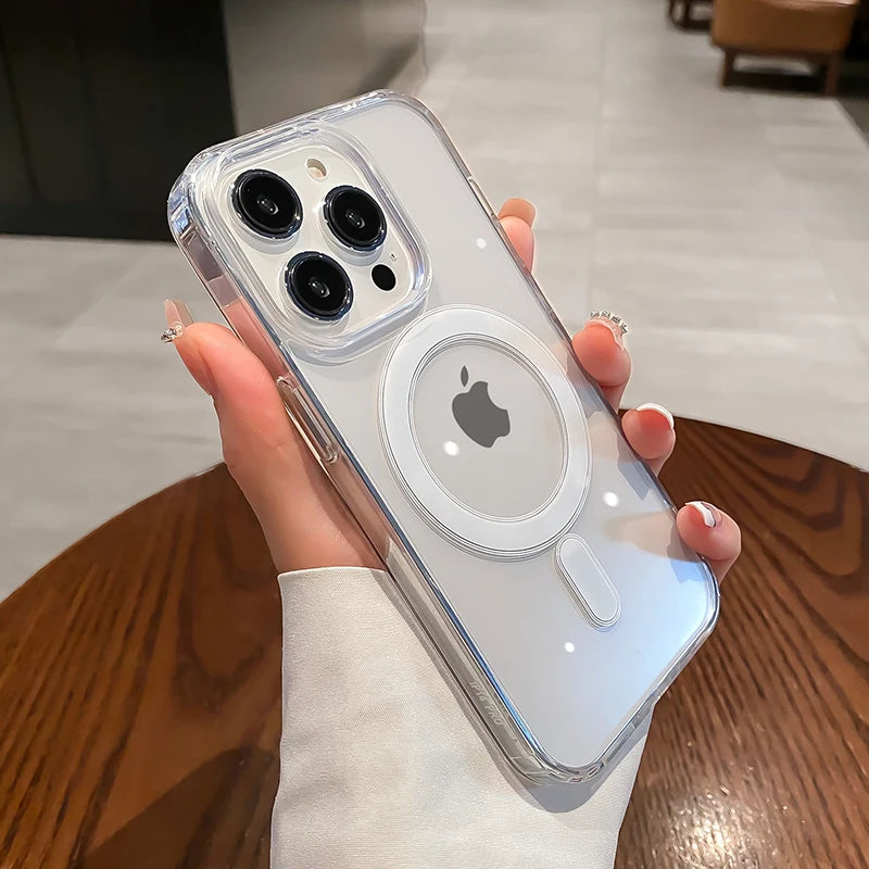 Magesafe Magnetic Transparent Wireless Charge Case For iPhone